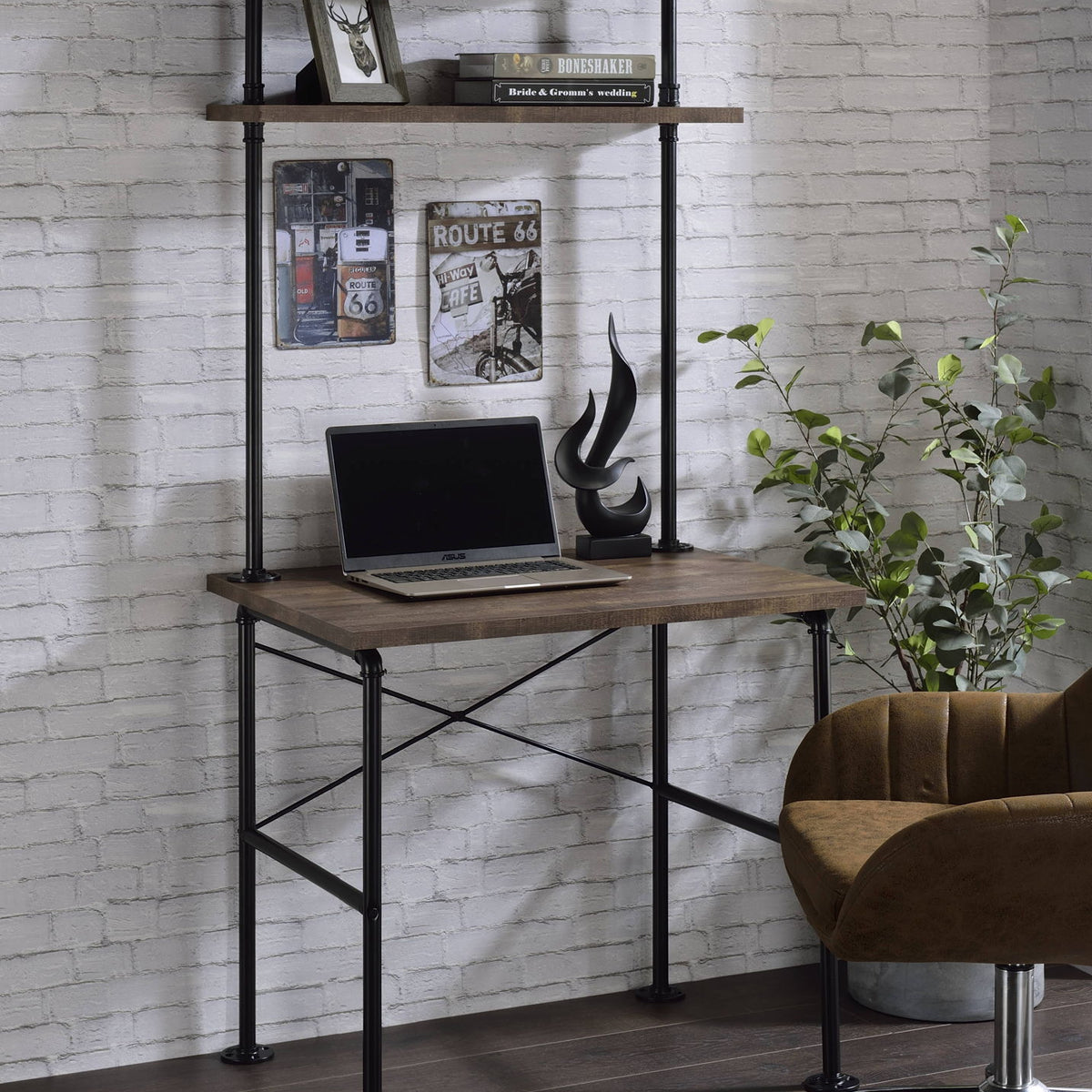 Ensata - Rustic Writing Desk - Black / Oak