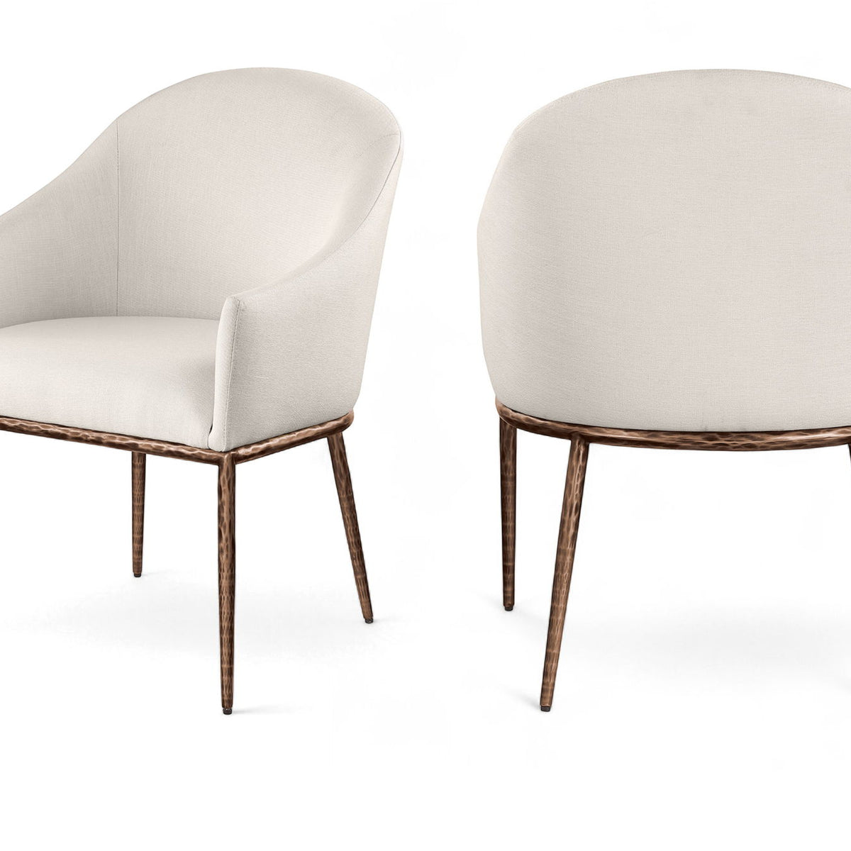 Ferro - Upholstered Dining Arm Chair With Brushed Bronze Legs