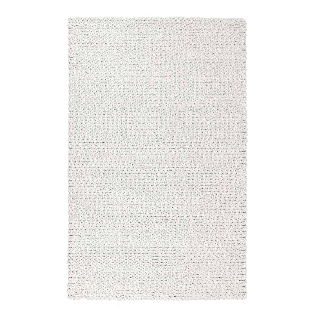 White wool rug with fine woven texture and tidy border, 2 ft x 3 ft
