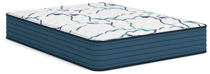 Firm 3.0 mattress with white top and blue wave pattern, dark teal side panels