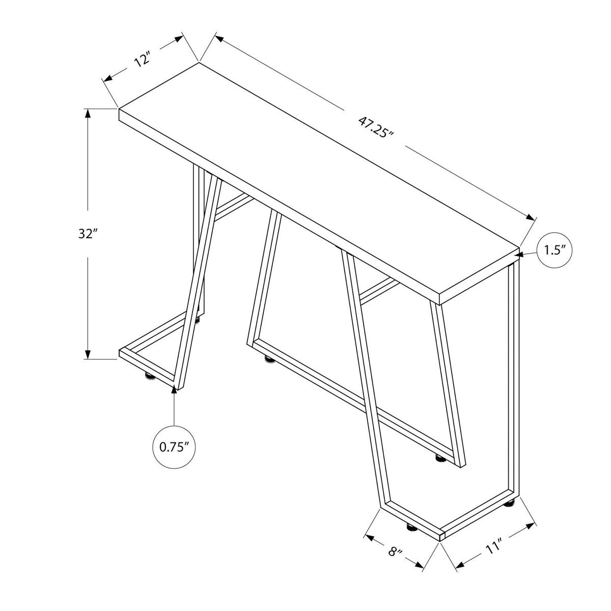Accent Console Table For Entryway, Durable Construction - Taupe