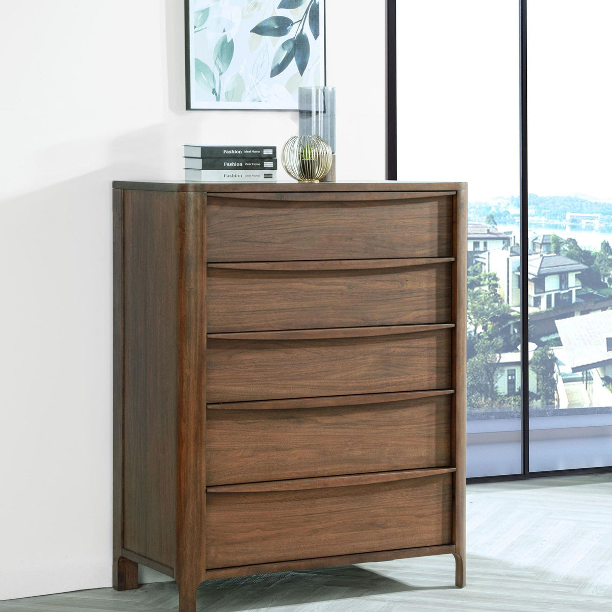 Maderia 5-drawer Chest of Drawers Walnut