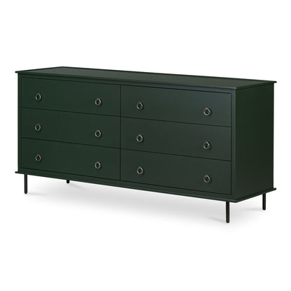 Reagan - 6 Drawer Dresser - Deep Green