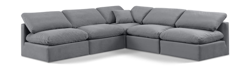Indulge - Velvet 5 Piece Modular Corner Armless Sectional
