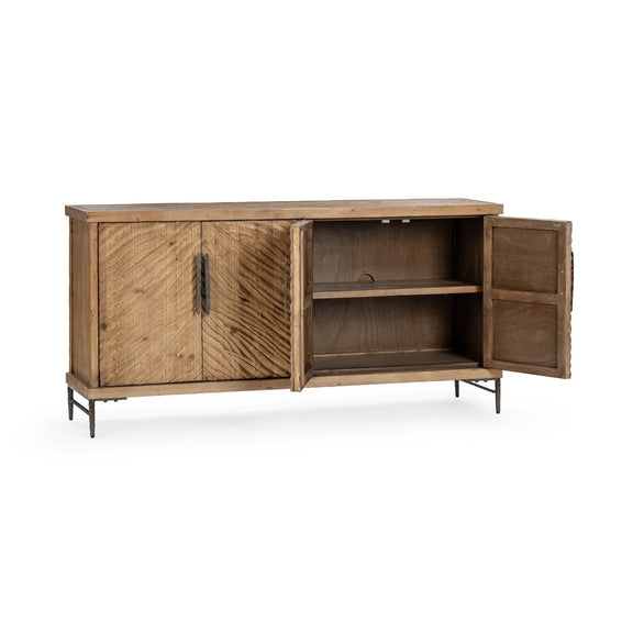 Edison wood cabinet with open shelf storage and two doors