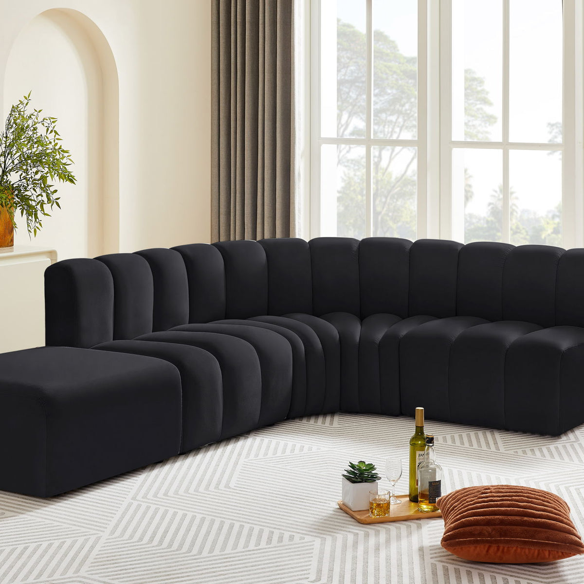 Arc - Velvet 5 Piece Corner Modular Sofa