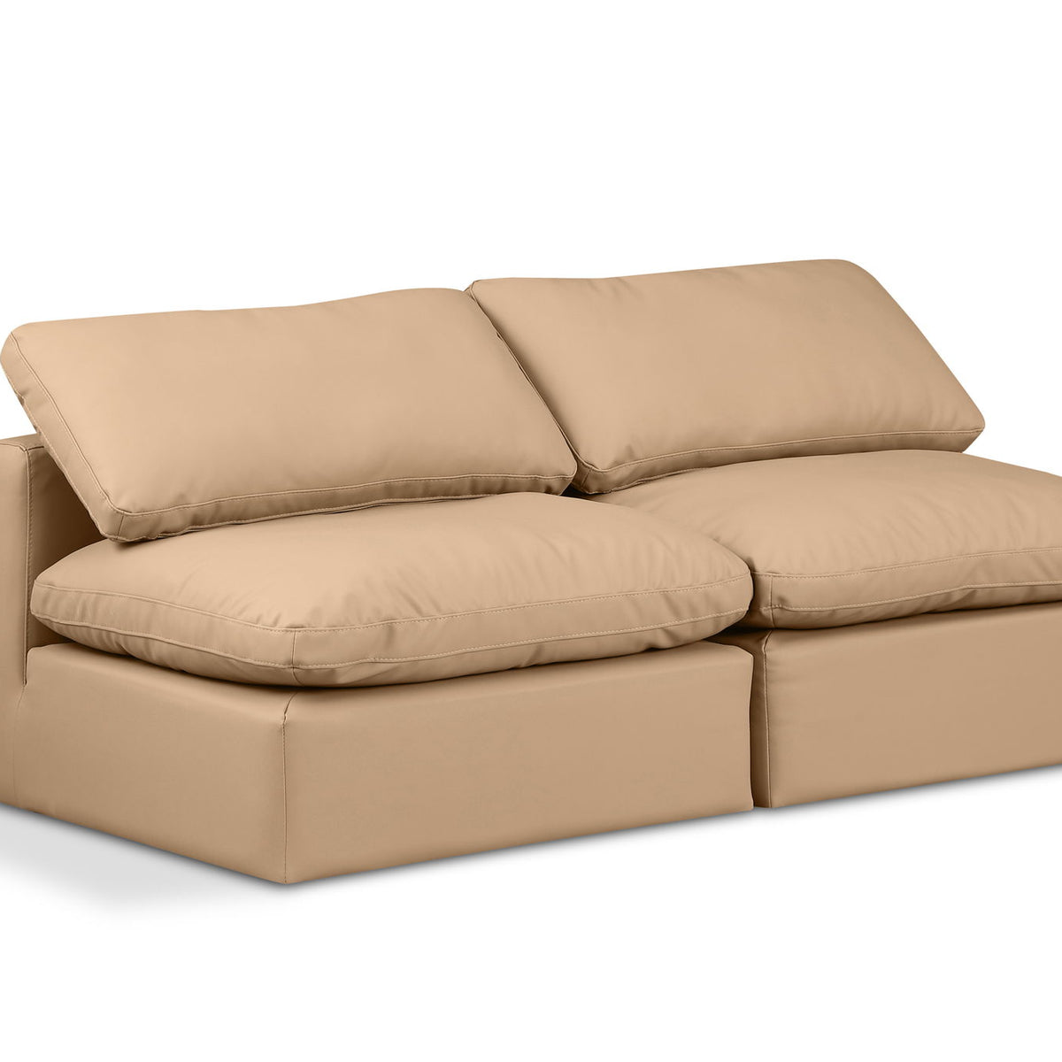 Indulge - Faux Leather 2 Piece Modular Armless Sofa - Tan