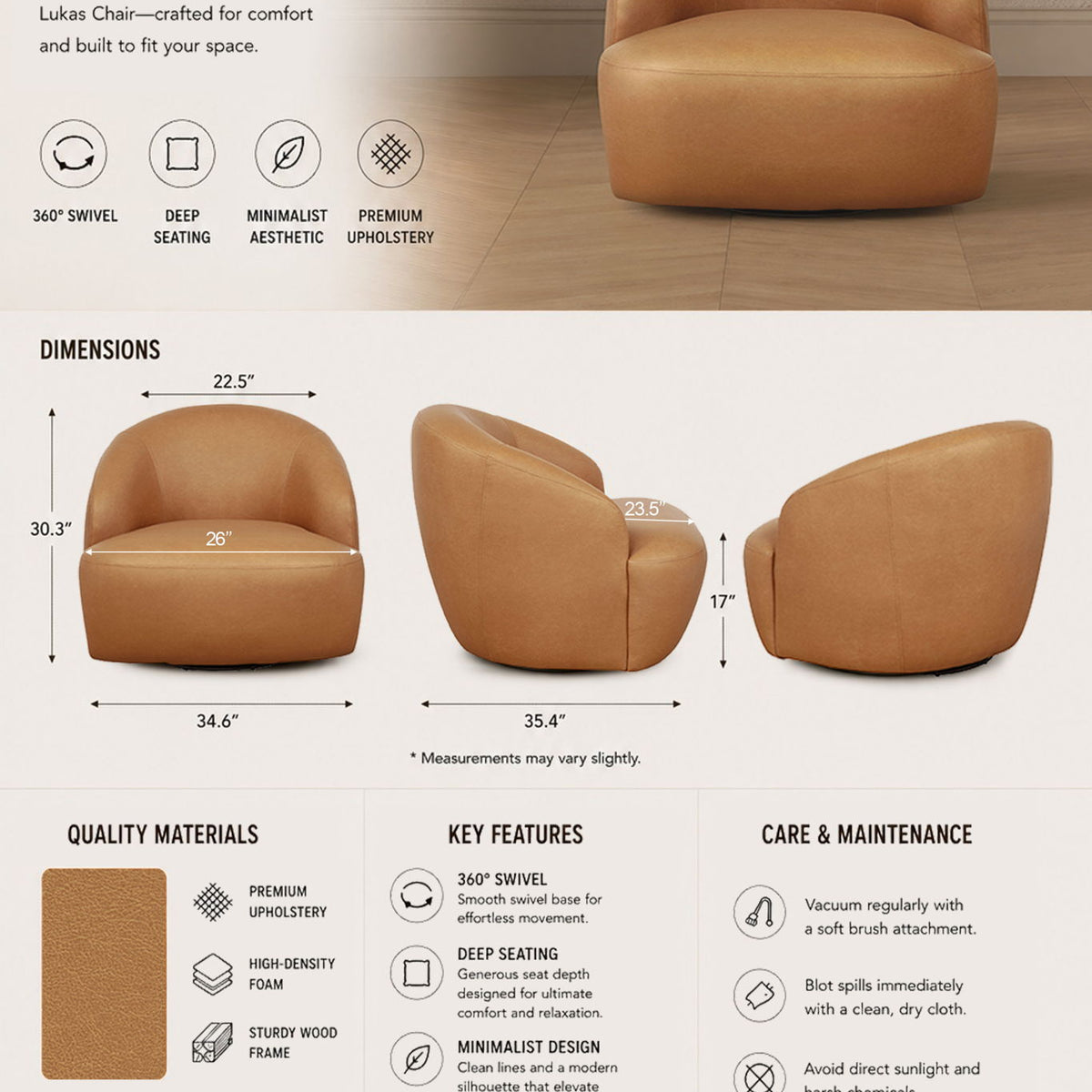 Manhattan Lukas - Upholstered Swivel Accent Chair