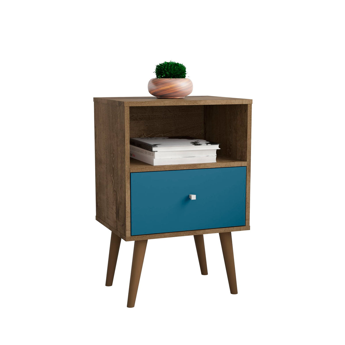 Manhattan Liberty - Nightstand Wtth Rustic Brown Frame