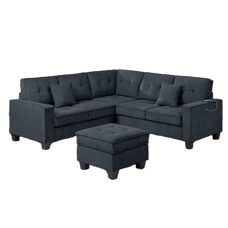 Sectional Set With Corner Wedge Ottoman USB Port