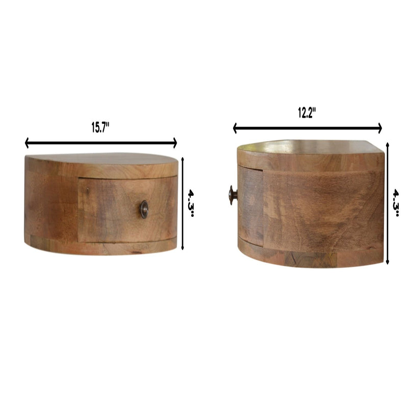 Wall Mounted Rounded Nightstand - Oak