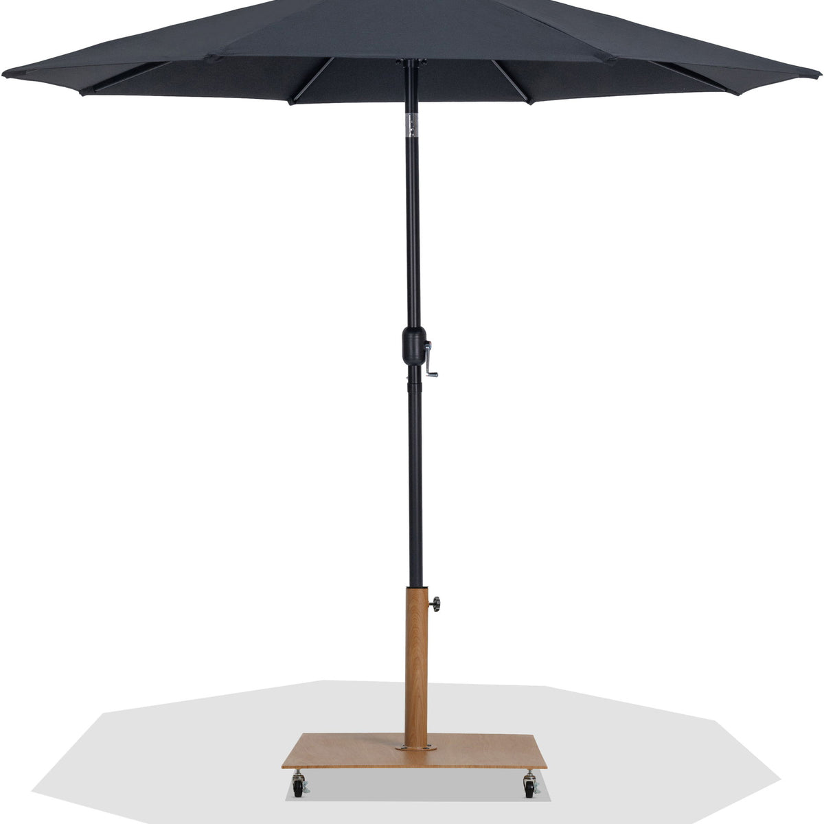 Fiji - Aluminum Patio Umbrella With Square Teak And Black Base