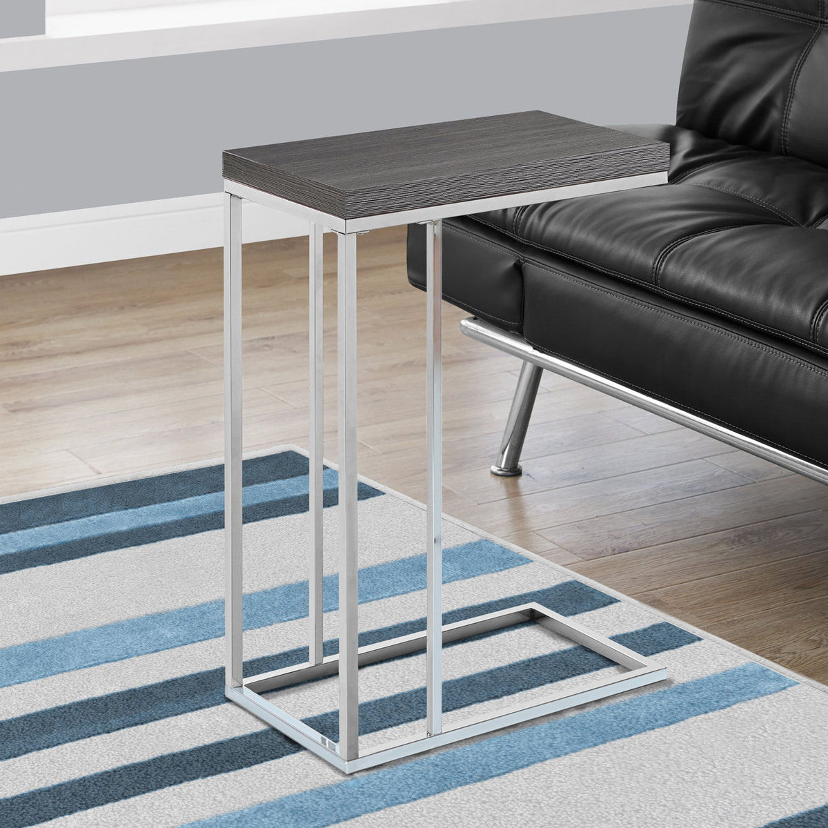 Accent Table, C - Shaped, Tempered Glass, Stylish Design Contemporary & Modern