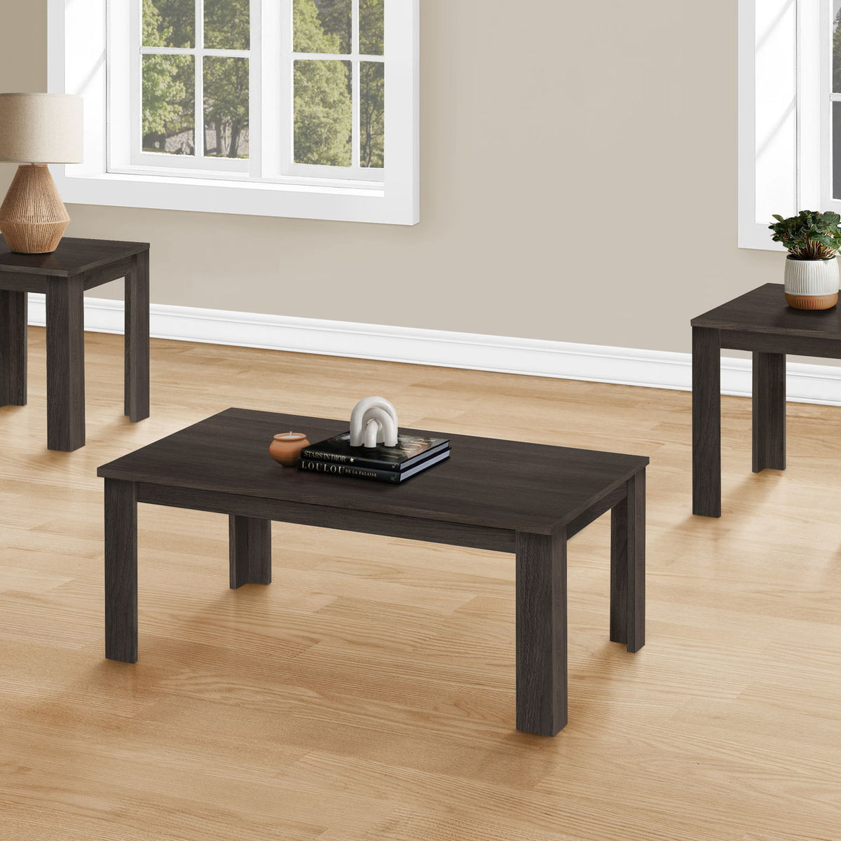 Table Set, Coffee, End, Side, Accent For Living Room, Transitional (Set of 3) - Oak