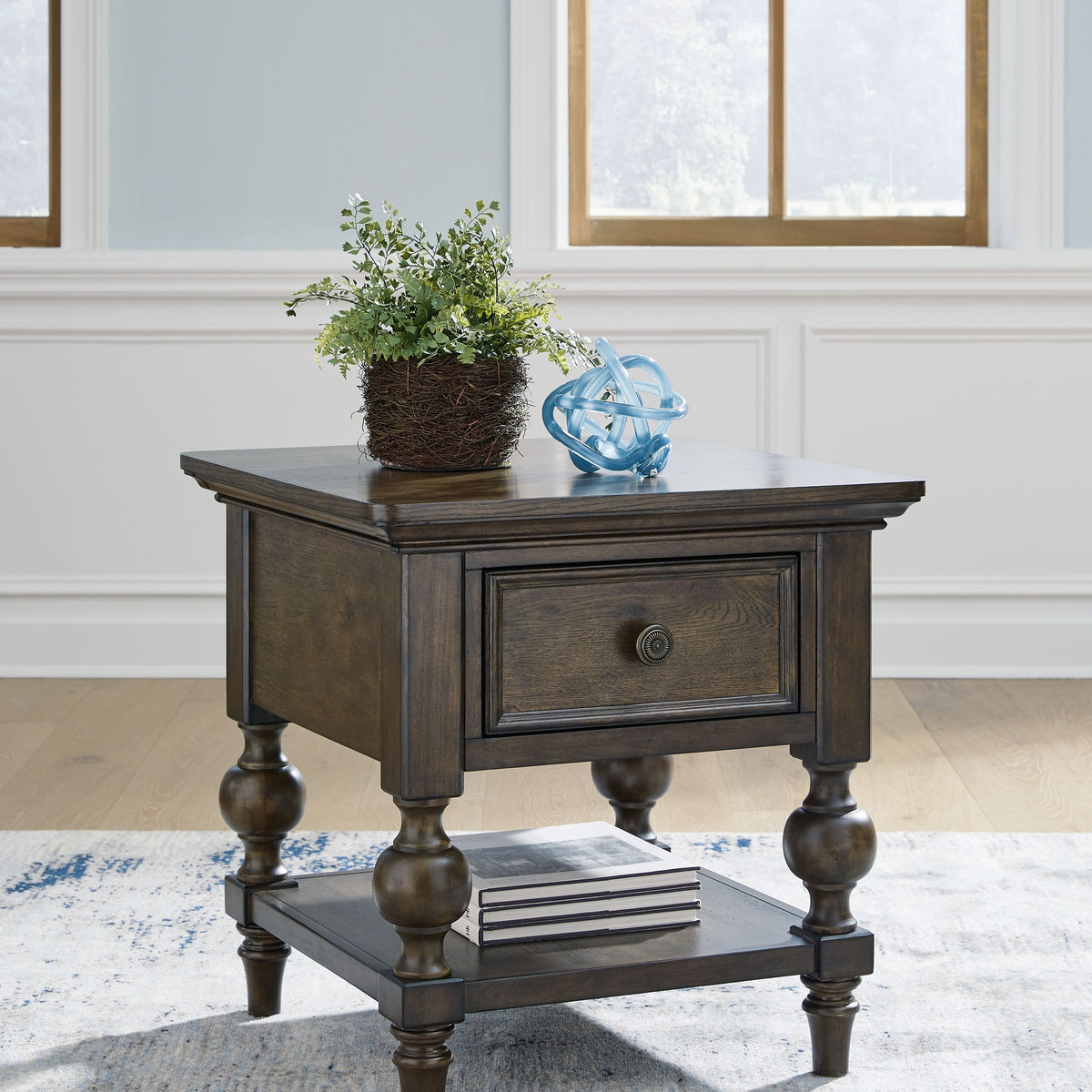 Veramond - Square End Table - Dark Brown