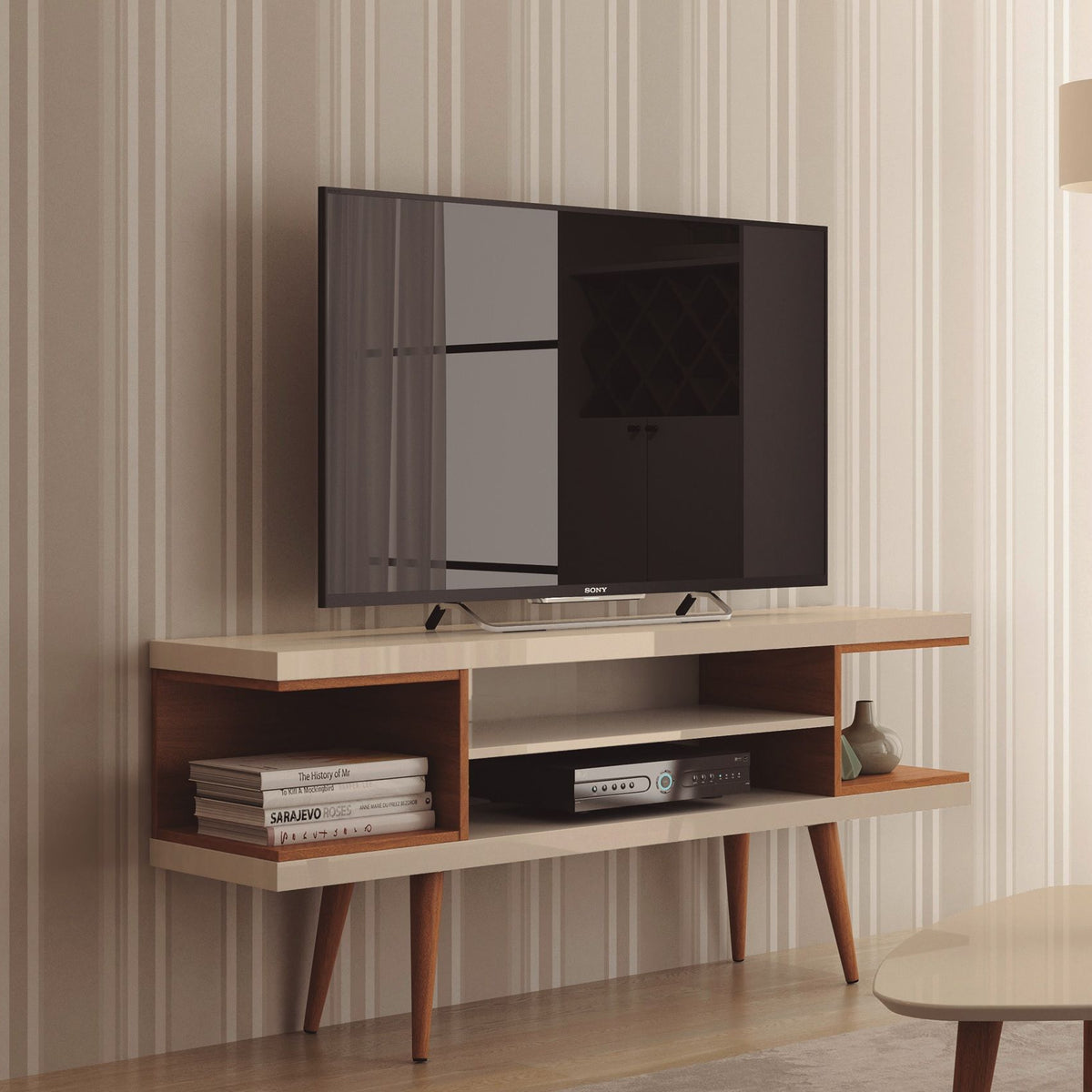 Manhattan Utopia - TV Stand - Off White And Maple Cream