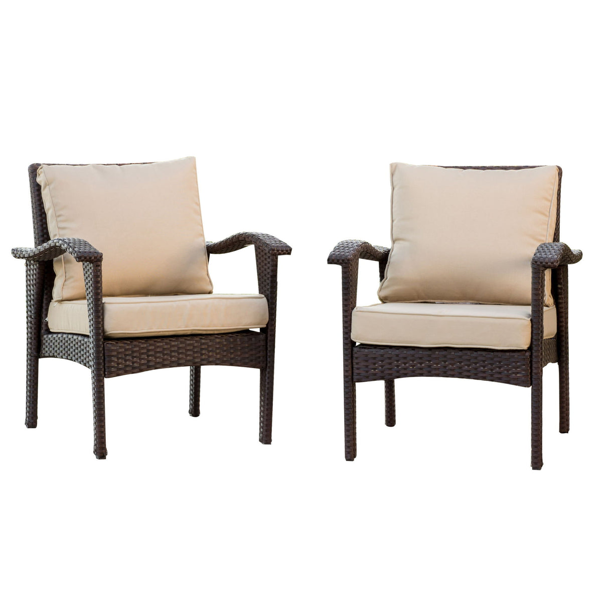 Honolulu - Club Chair (Set of 2) With Weather Resistant Wicker And Cushions - Brown / Tan