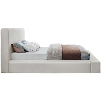 Meridian Furniture Devin Cream Linen Textured Fabric Bed