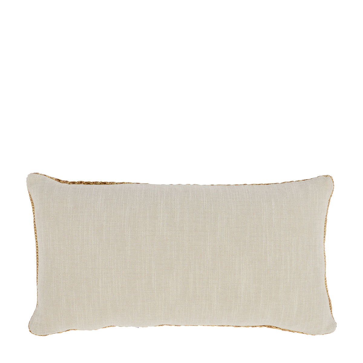 Natural rectangular pillow with subtle linen weave and thin border trim