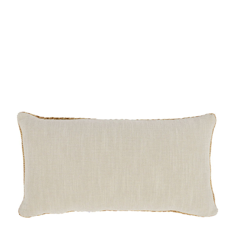 Natural rectangular pillow with subtle linen weave and thin border trim