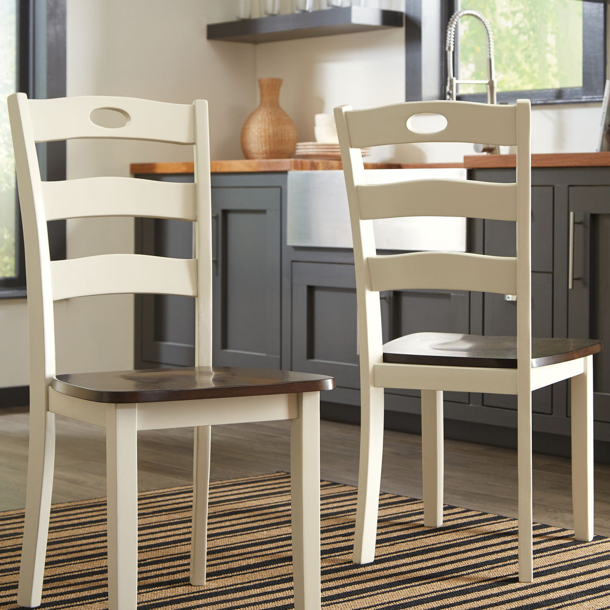 Woodanville - Dining Room Side Chair (Set of 2) - Cream / Brown