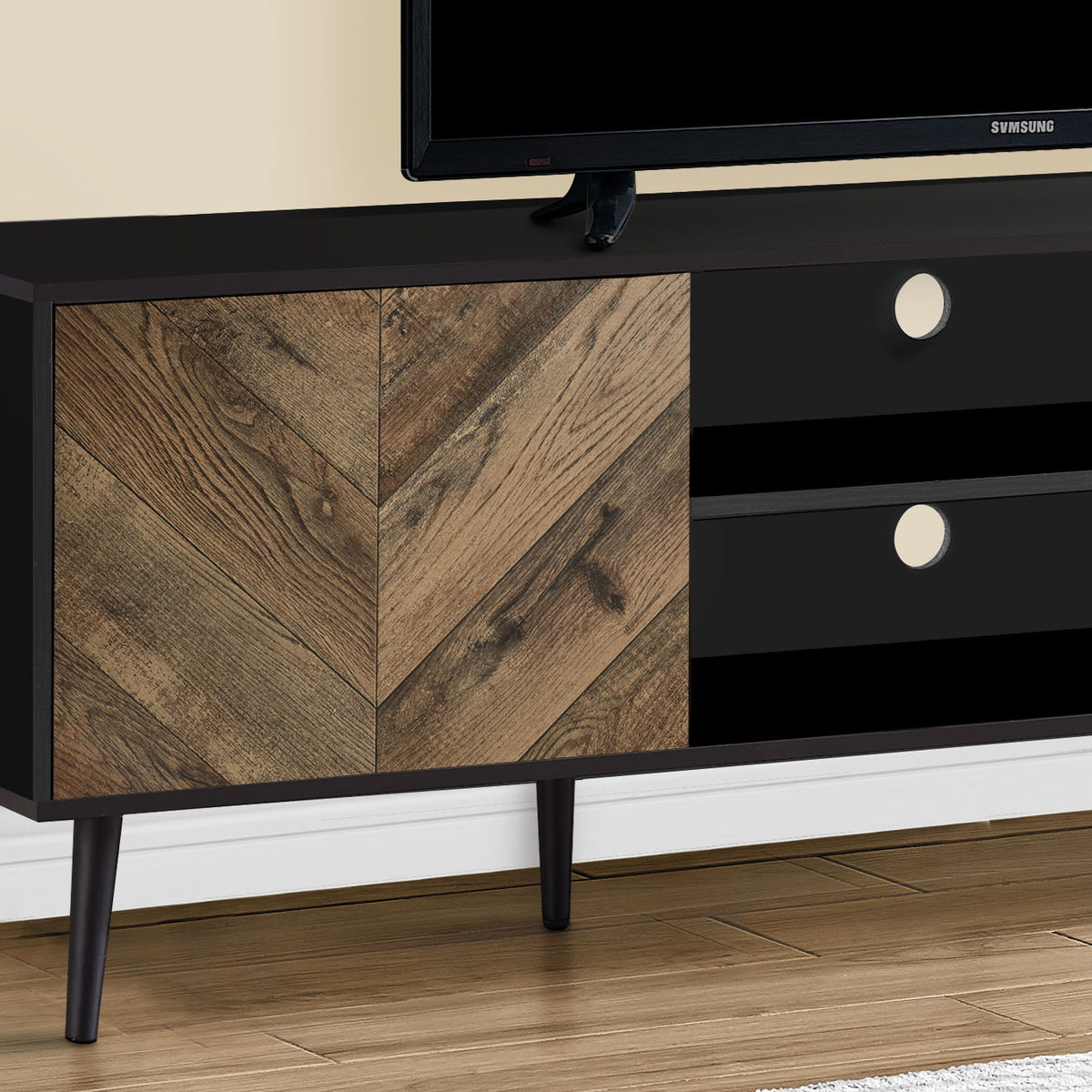 TV Stand, Console, Media Entertainment Center, Storage Cabinet, Modern Design - Black