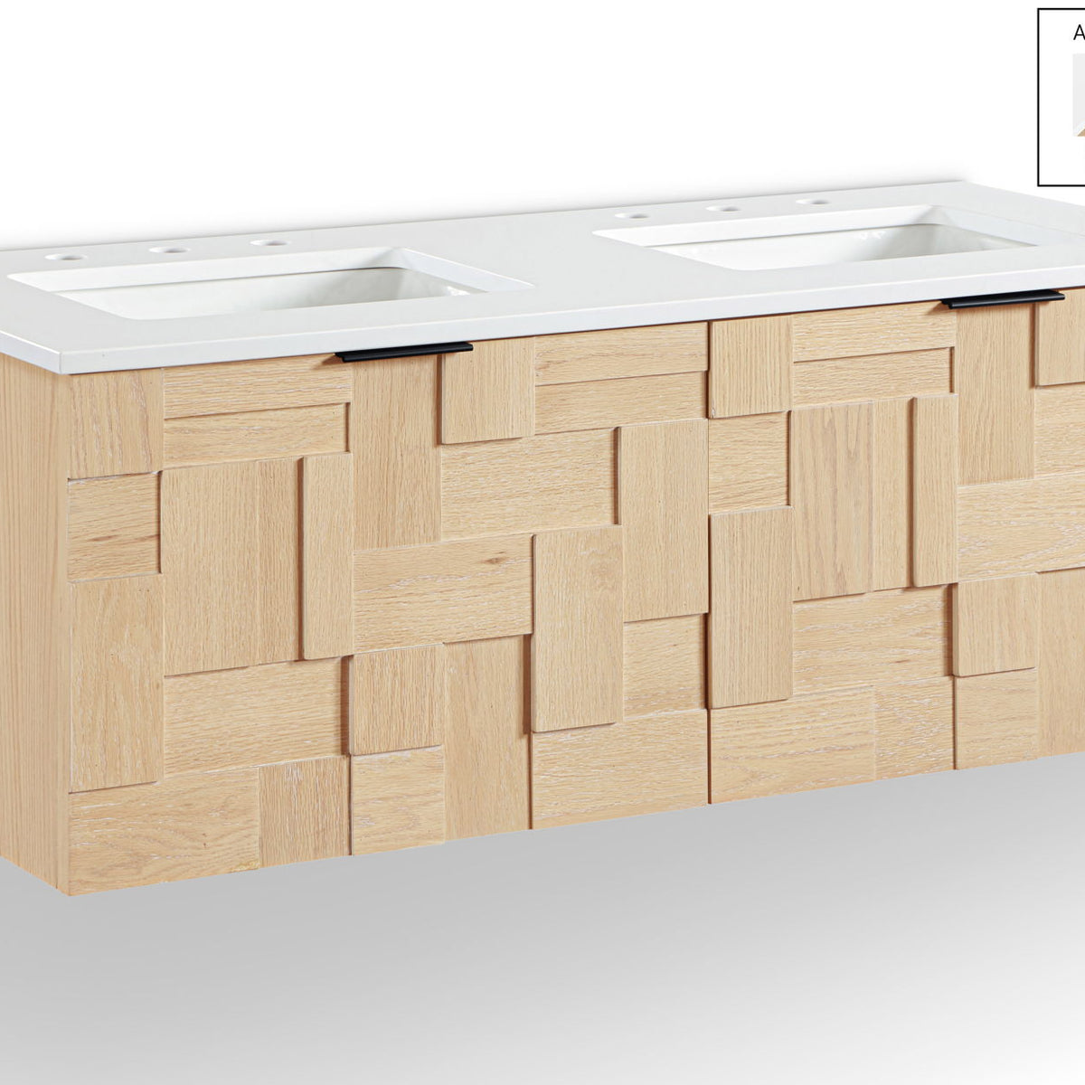 Leonardo - Engineered Stone And Solid Wood 24" Wall Mounted Bathroom Vanity