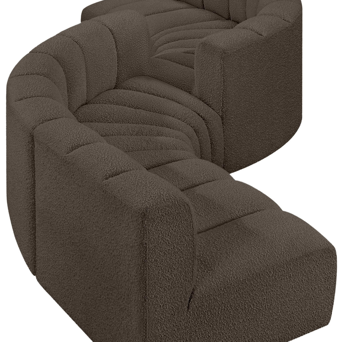 Arc - Boucle Fabric 6 Piece Modular Sofa - Black