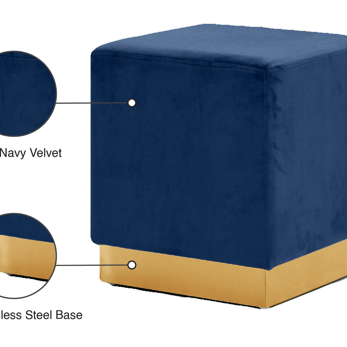 Jax - Stool Ottoman with Gold Base