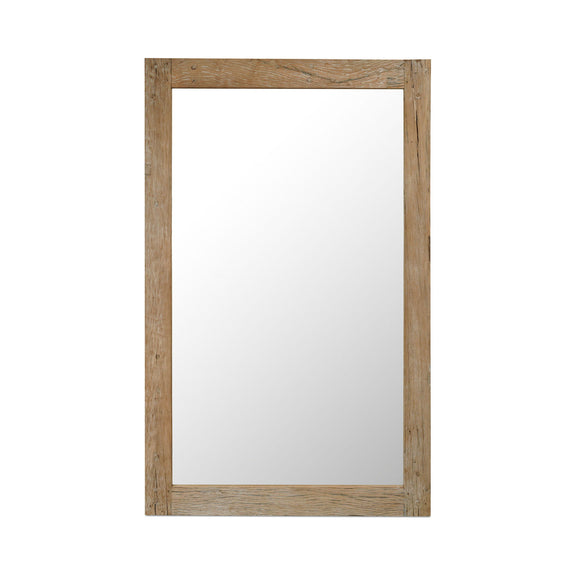 Reclaimed wood floor mirror with rectangular frame, natural finish and clear glass