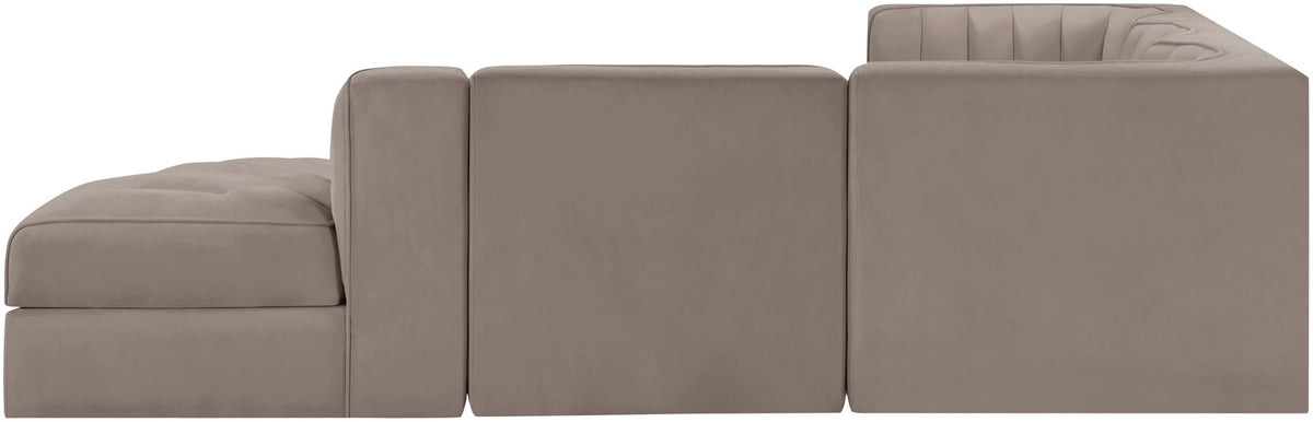 Rummi - Velvet Performance Fabric Upholstered 5 Piece Modular Sectional