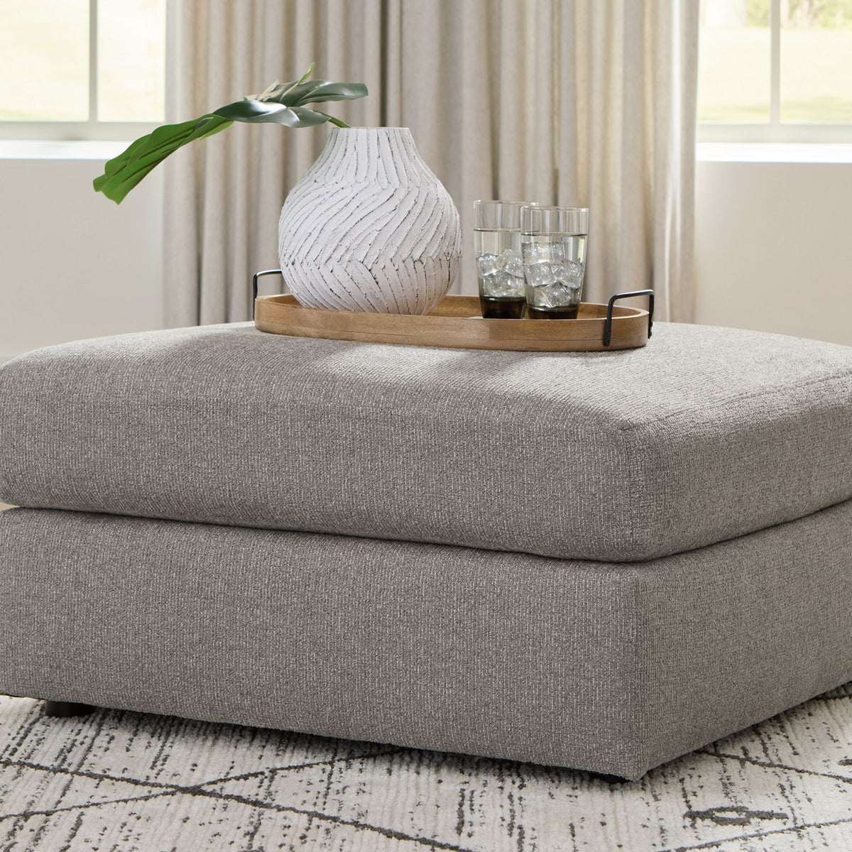 Lindon - Oversized Accent Ottoman - Smoke
