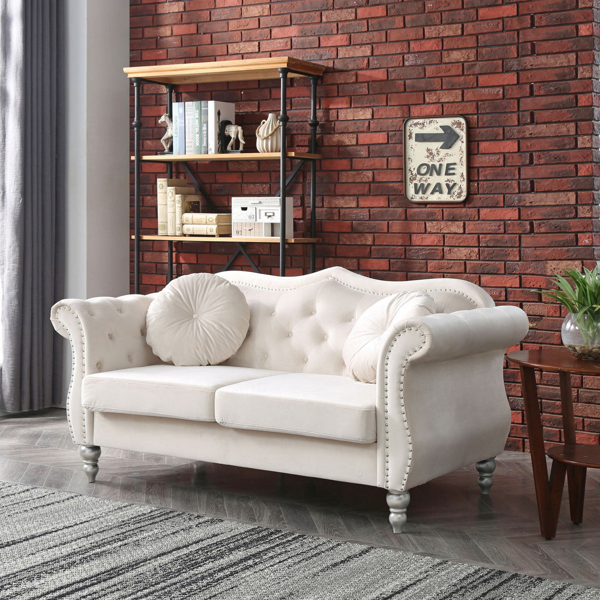 Stylish Flared Arm Loveseat