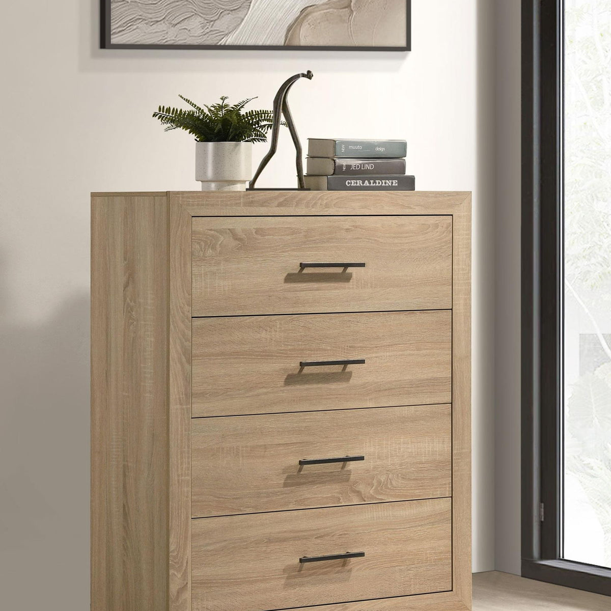 Arielle 4-drawer Bedroom Chest of Drawers Light Oak