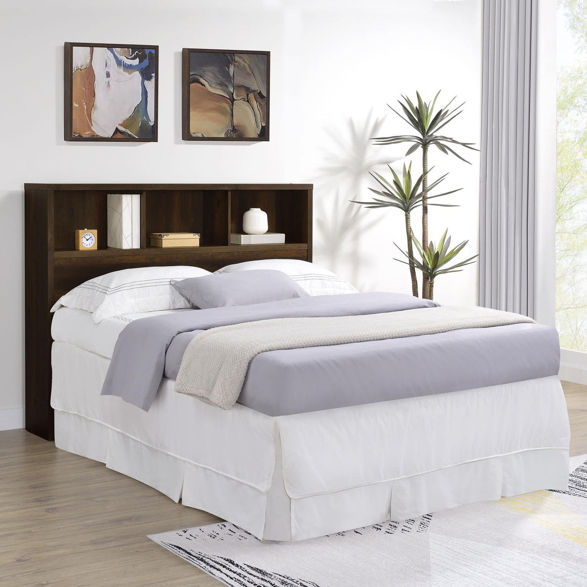 Westpark 49-inch Queen Bookcase Headboard Dark Pine