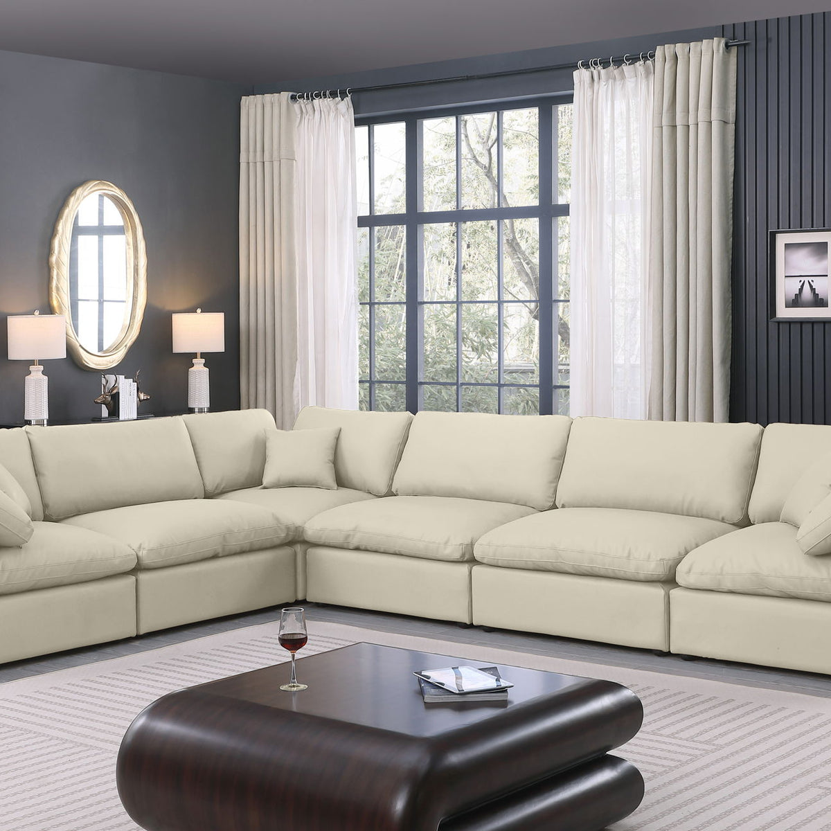 Comfy - 6 Piece Faux Leather Modular Corner Sectional