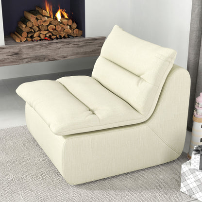 Modern Armless Lazy Floor Sofa Lounge Chair Comfy Bean Bag Couch For Living Room Bedroom Salon Office - Beige