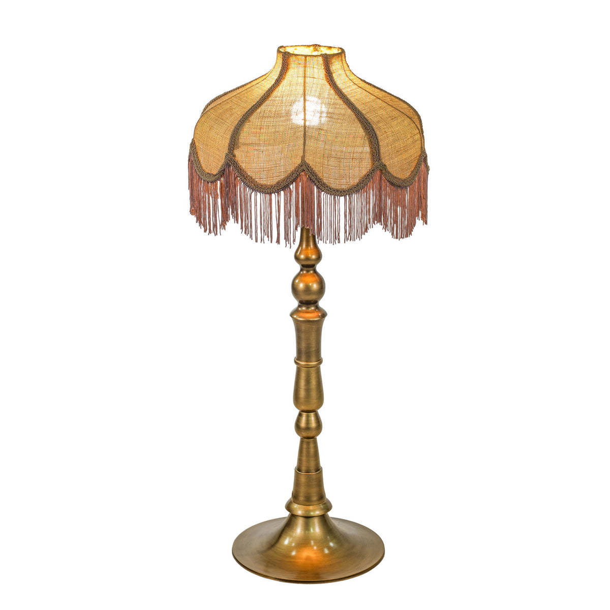 Buchanan - Jute Fringed Scalloped Table Lamp - Pink