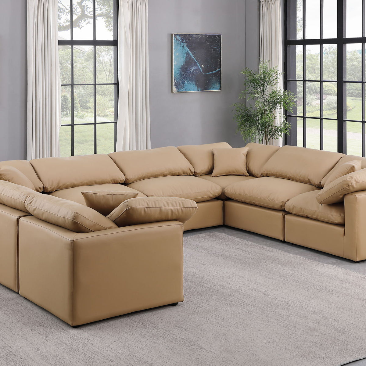 Indulge - Faux Leather 8 Piece Modular Sectional - Tan