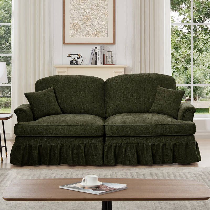 Mid-Century Chenille Sofa - Green Chenille