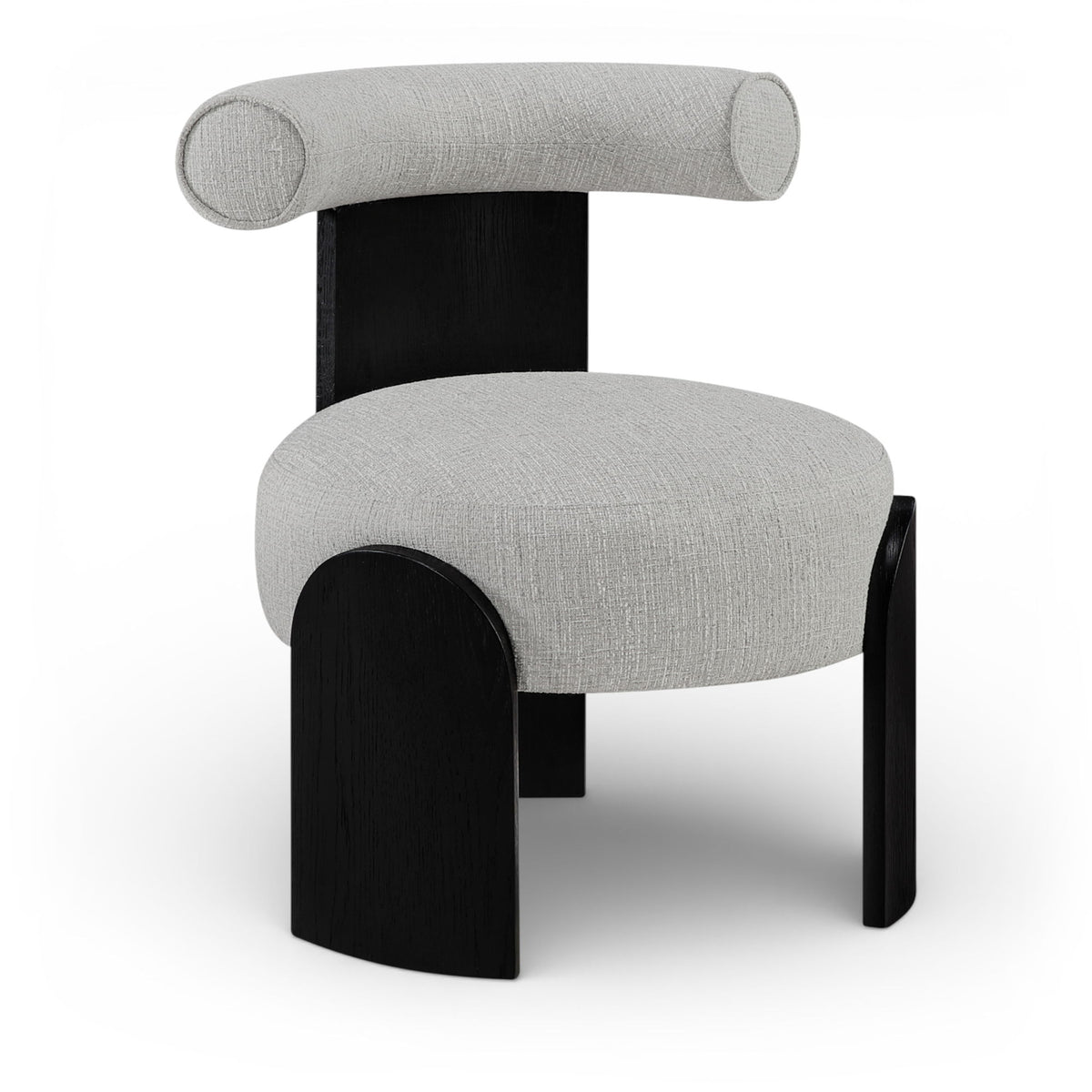 Calder - Linen Textured Fabric Upholstered Accent Chair - Painted Black Base