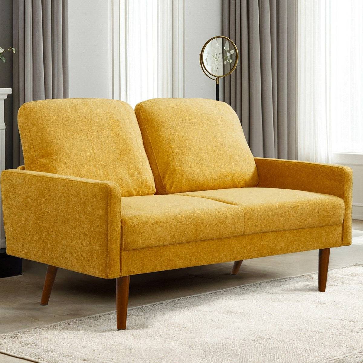 Loveseat Sofa, European Style With Sleek Design, Modern & Vintage Flair, Upholstered 2 Seater Couch