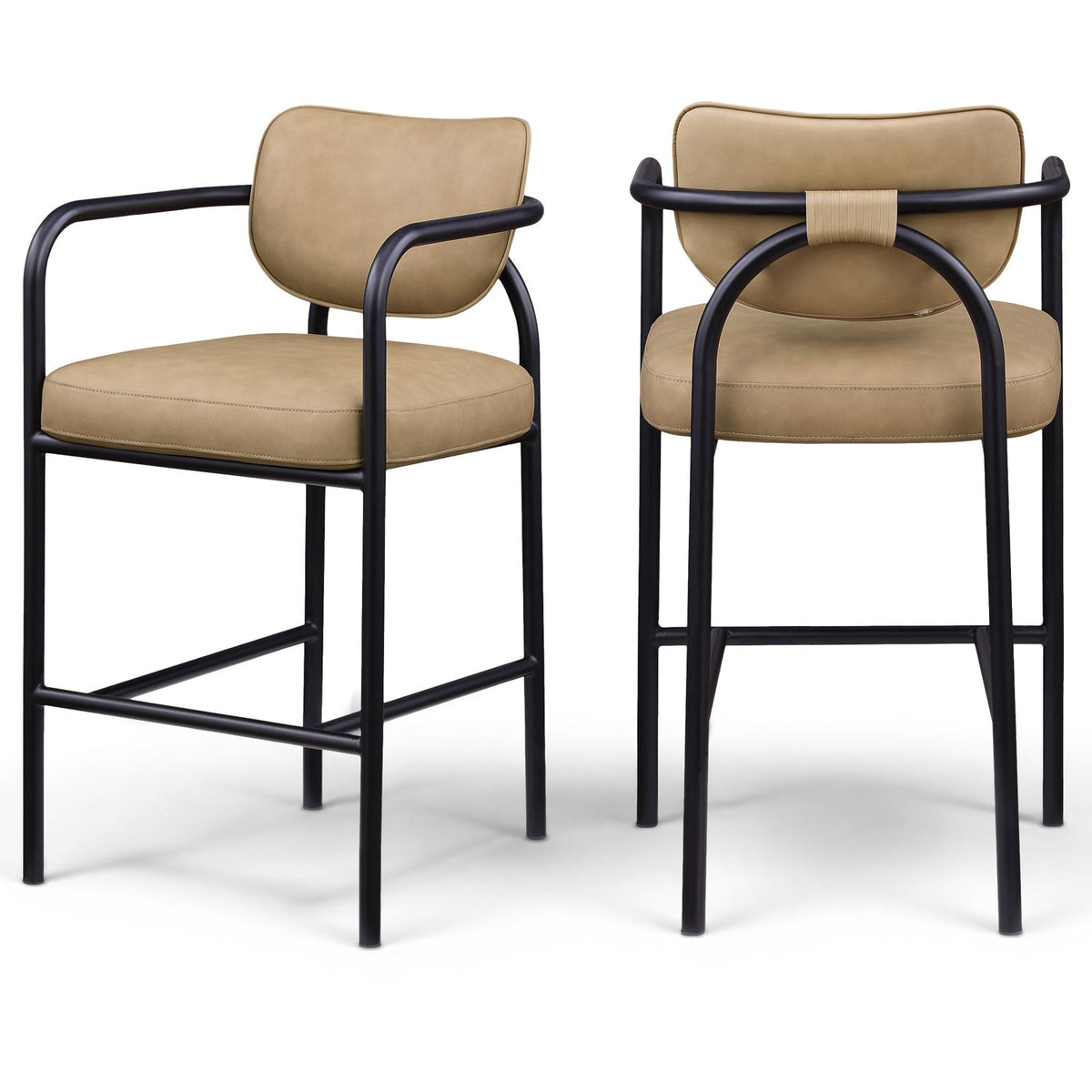 Serava - Faux Leather Upholstered Bar Stool - Tan