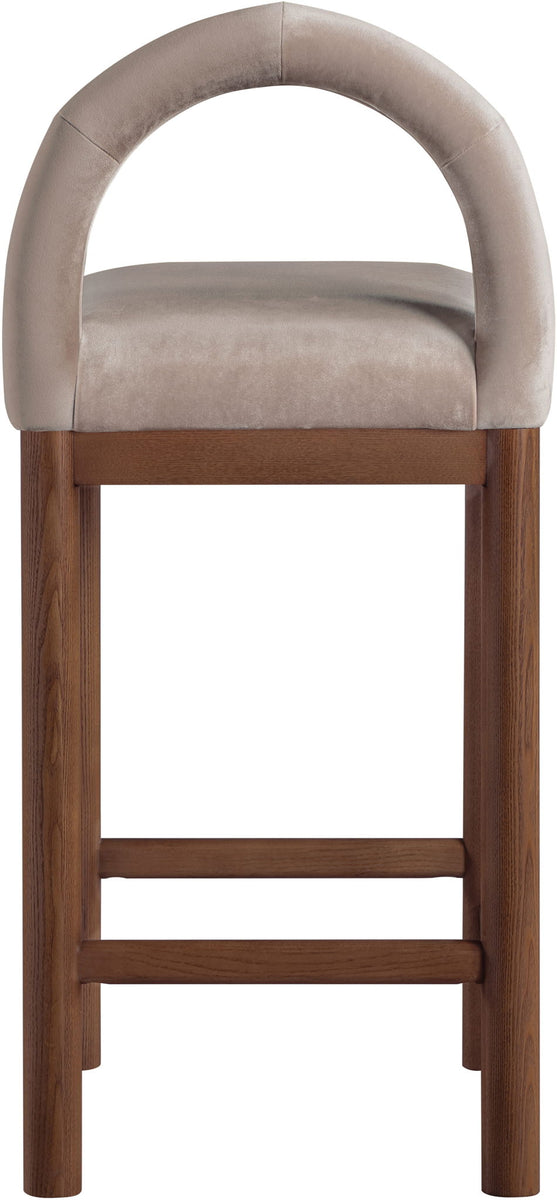 Conrad - Velvet Counter Stool With Brown Legs