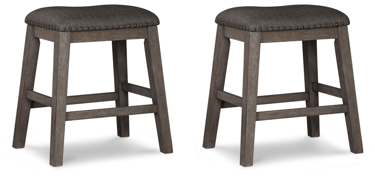 Caitbrook - Upholstered Stool (Set of 2) - Gray