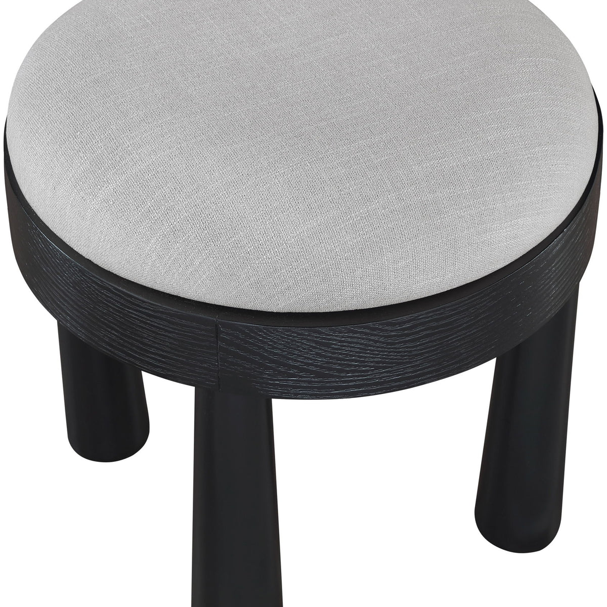 Larea - Linen Textured Fabric Ottoman - Black Base