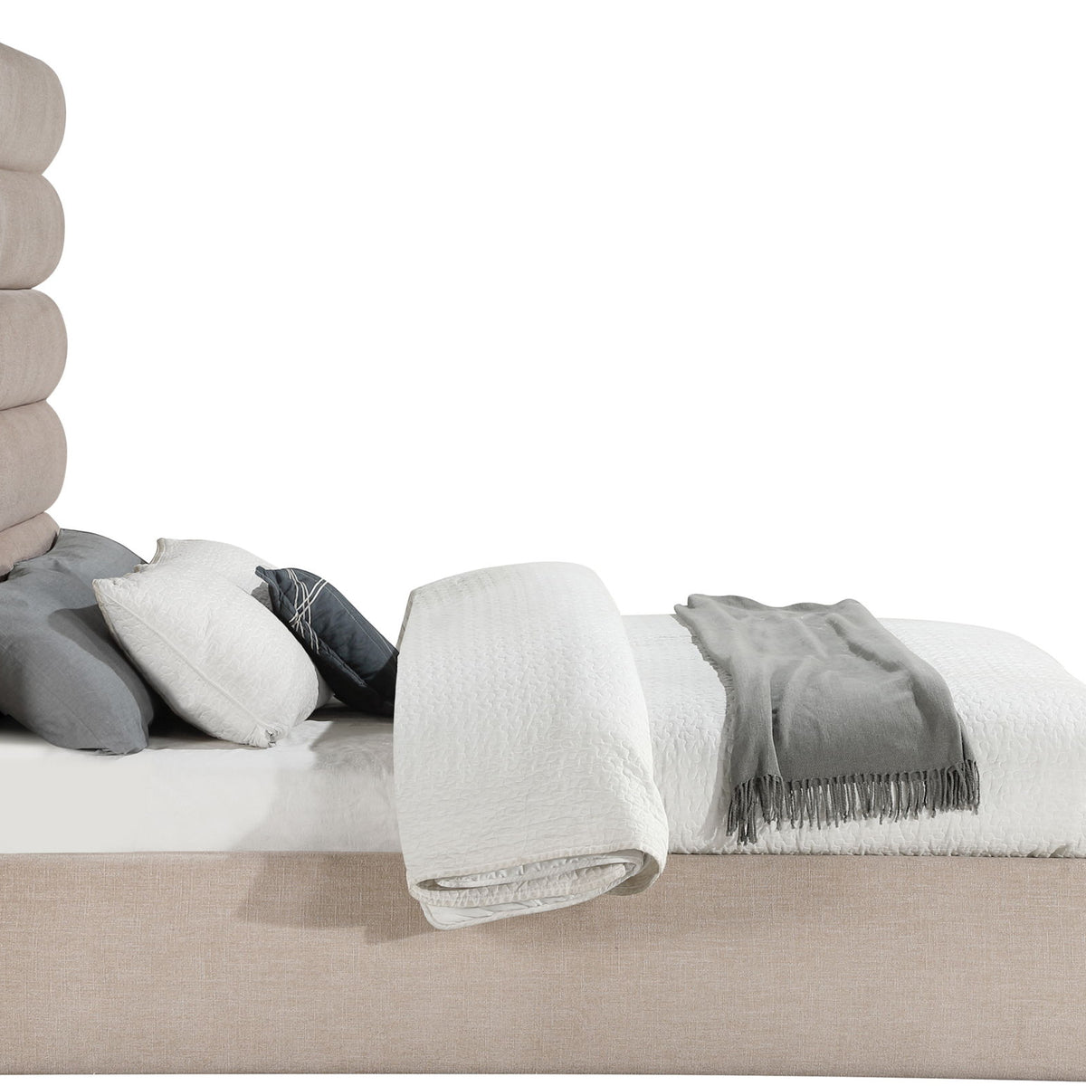 Adam - Linen Fabric Bed With 70.5" Headboard