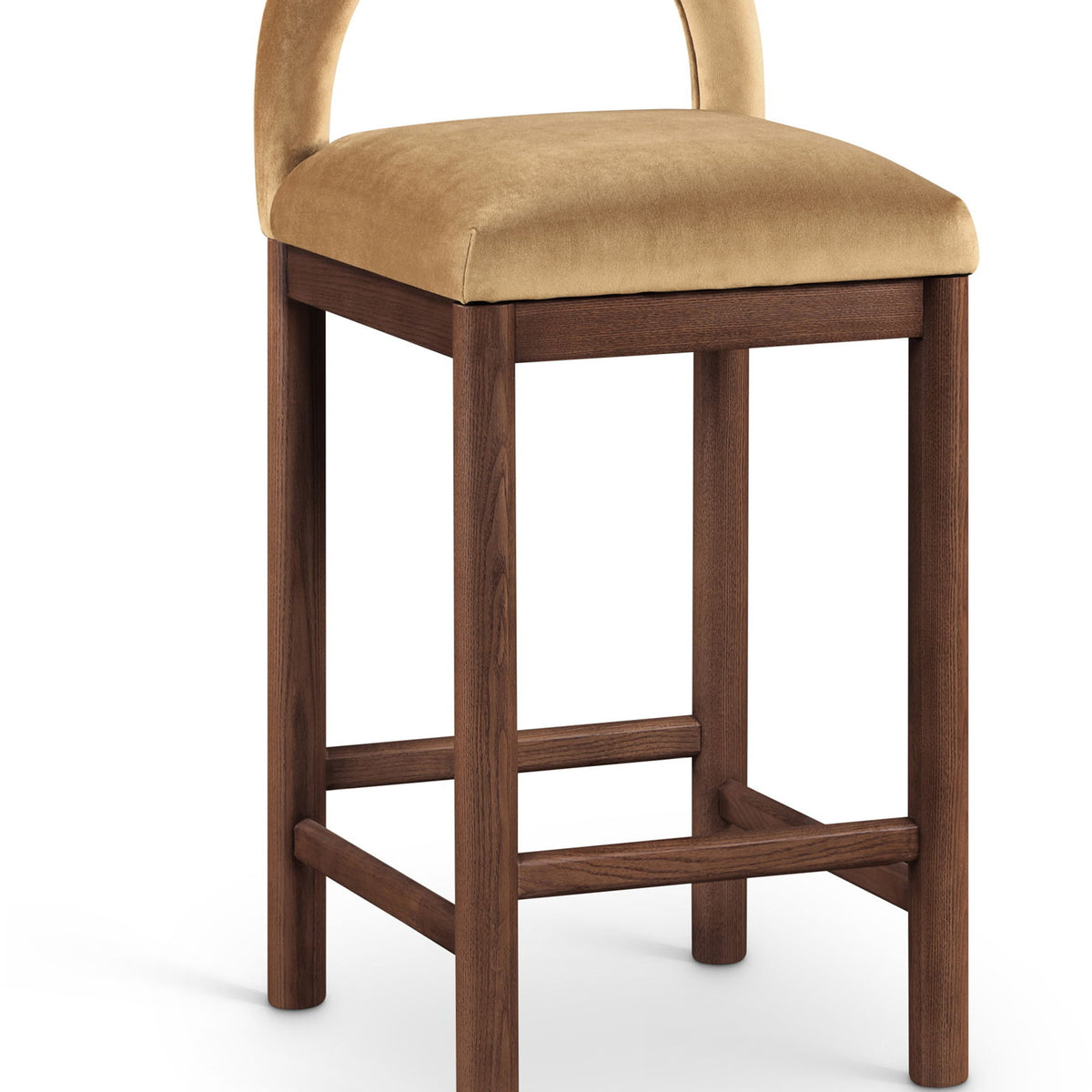 Conrad - Velvet Counter Stool With Brown Legs