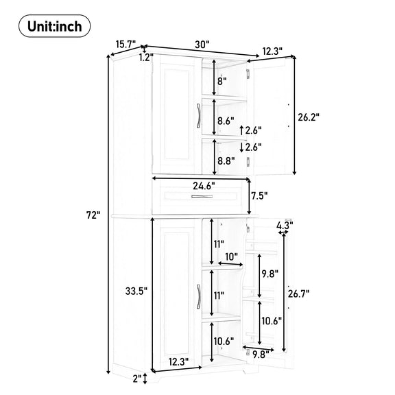 Bathroom storage cabinet size diagram with labeled measurements (inches)