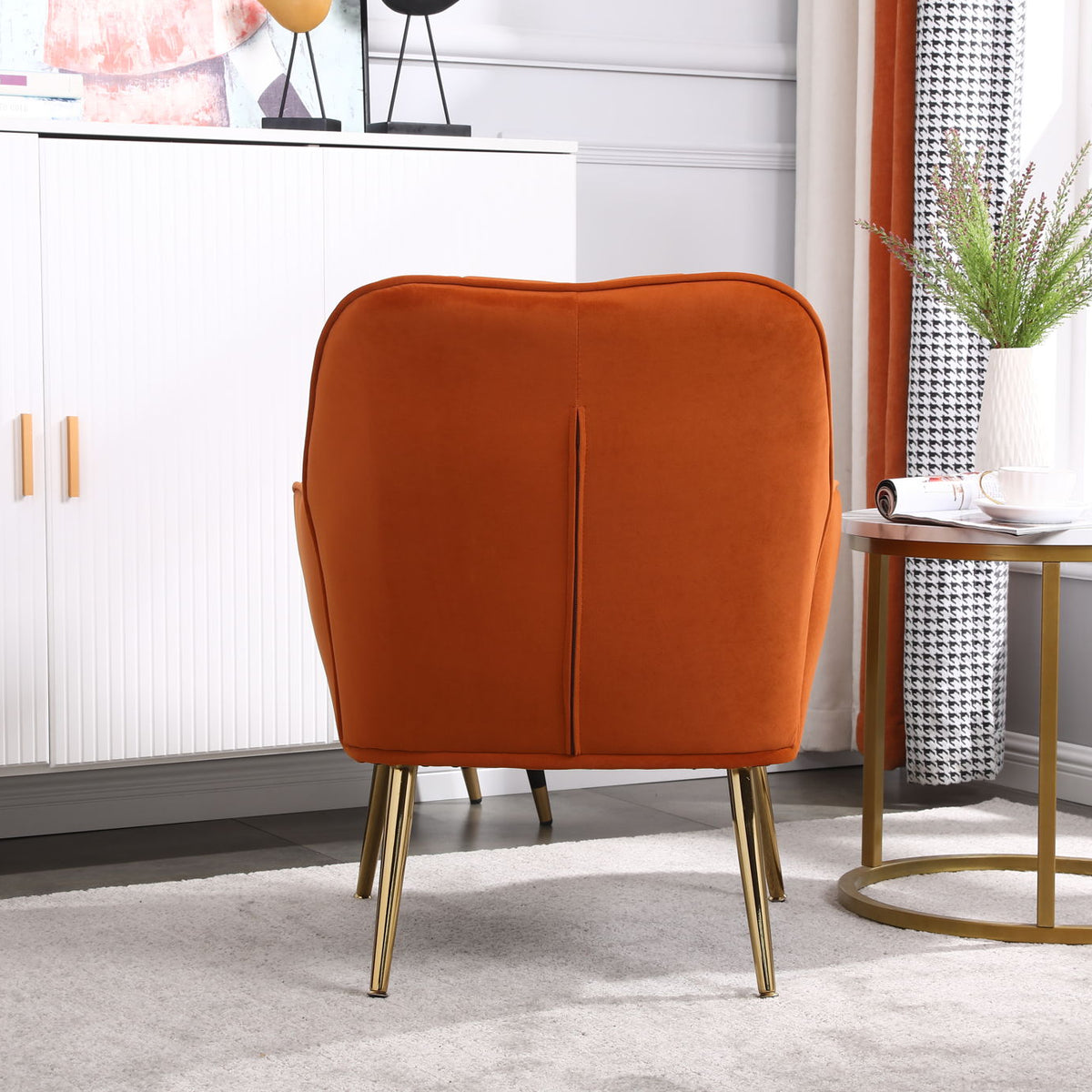 Modern Mid-Century Chair Tufted Sherpa Armchair For Living Room Bedroom Office